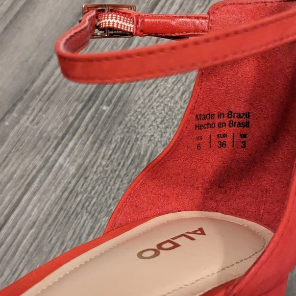 Aldo Red Strappy 2 in block Heeled Sandal, Size 6 - Picture 9 of 9